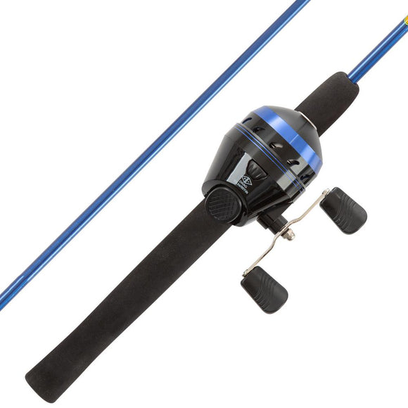 Dark Blue 5 ft. 6 in. 2-Piece Portable Fiberglass Fishing Rod, Reel Combo, Spincast Reel for Beginners